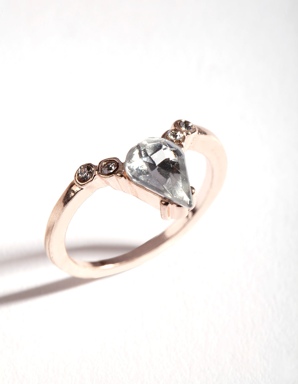 Rose Crystal V-Shaped Ring