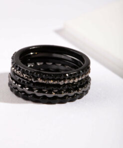 Black Fine Ring Stack