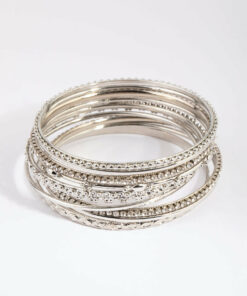 Rhodium Statement Bangle Pack