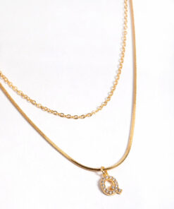 Letter Q Layered Initial Necklace
