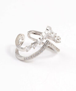 Rhodium Elegant V Ring