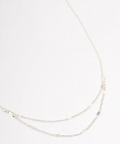 Clamped Cable Double Necklace