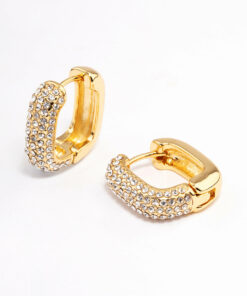 Square Pave Hoop Earrings