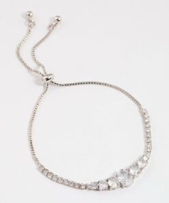 Rhodium  Large Oval Toggle Tennis Bangle