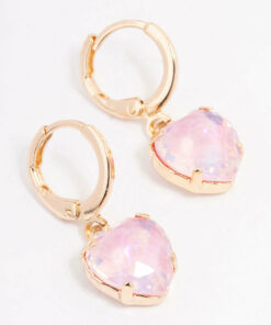 Pink Heart Huggie Earrings