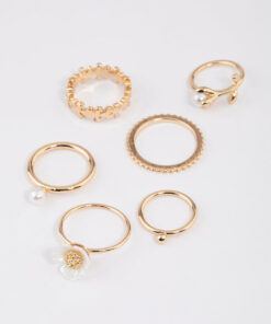 Pearl Flower Ring 6-Pack