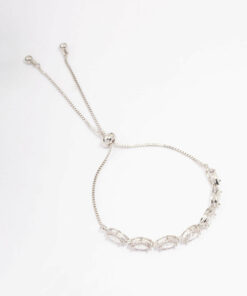 Rhodium Marquise  Toggle Bangle