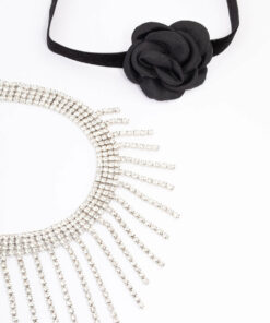 Rhodium Floral Choker