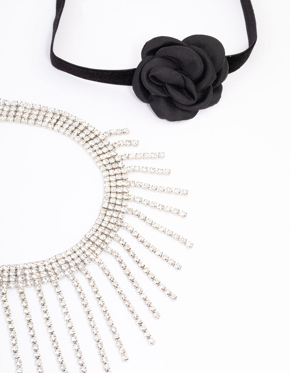 Rhodium Floral Choker