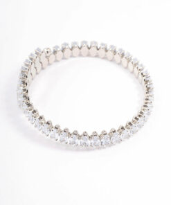 Rhodium  Stone Wrist Cuff