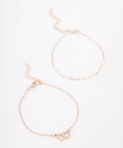 Rose Pearl Heart Bracelet 2-Pack