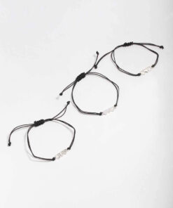 Black Cord Heart Bracelet 3-Pack