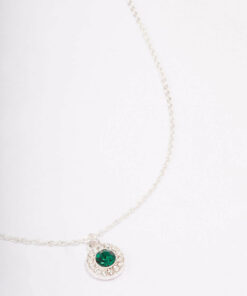 Emerald Halo Pendant Necklace