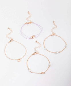 Rose Puffy Heart Bracelet 4-Pack