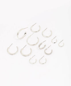 Rhodium Hoop Earring 6-Pack