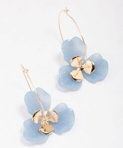 & Blue Large Wire Hoop Earrings