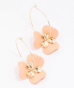 Large Flower Wire Hoop Earrings