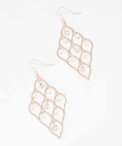 Rose Diamond Cut Out Pearl Earrings