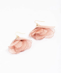 Layered Fabric Flower Earrings