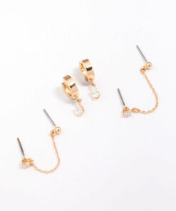 Chain Stud & Hoop Earring 3-Pack