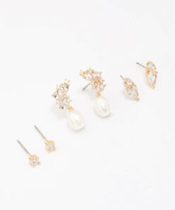 Cluster & Pearl Earring 3-Pack