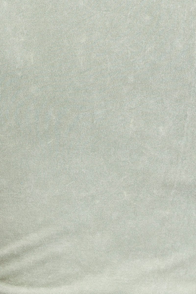 Green Tank Top Crew Neck Washed Seamless - Image 6