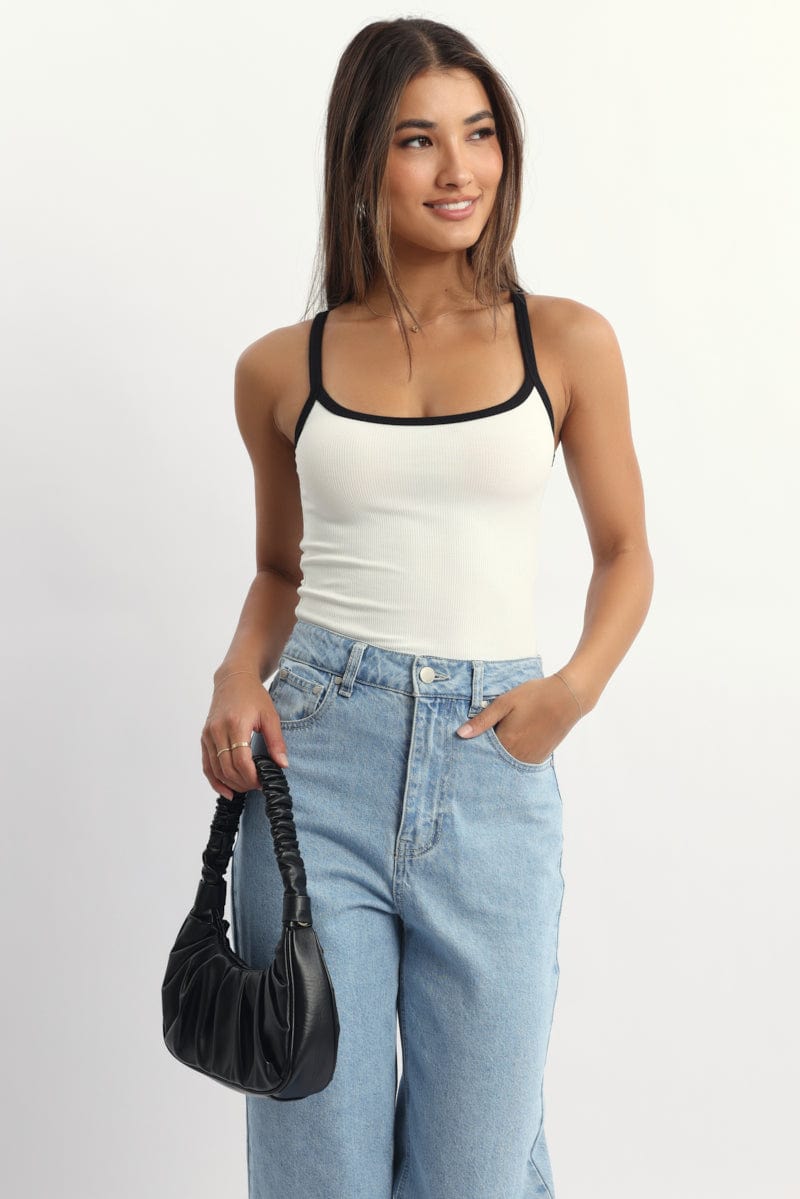 White Tank Top Sleeveless Rib
