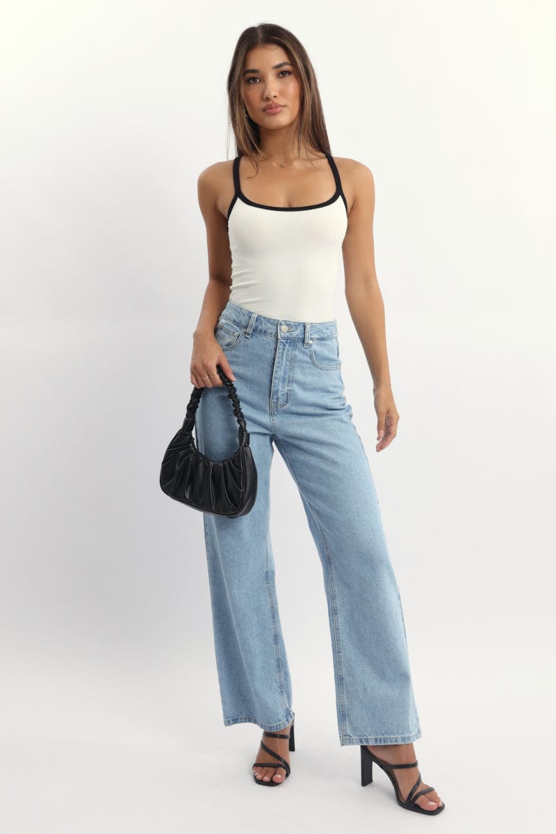 White Tank Top Sleeveless Rib - Image 2