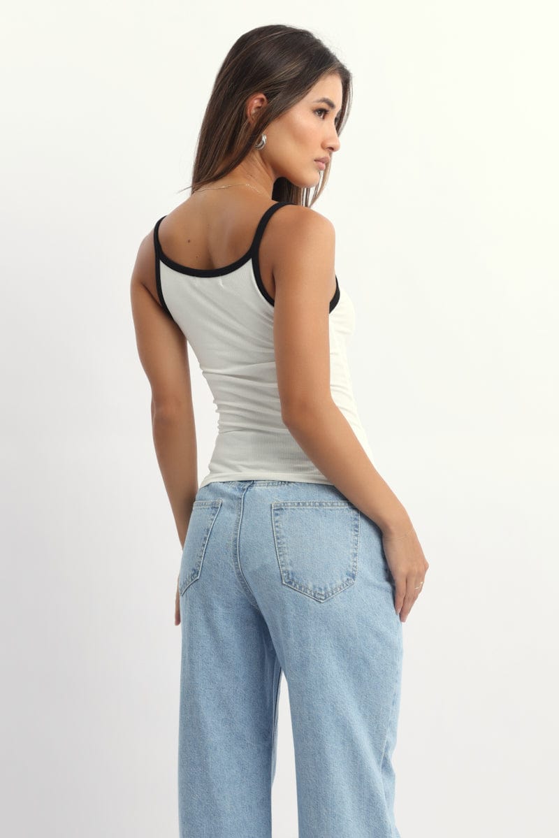 White Tank Top Sleeveless Rib - Image 4