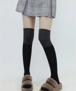 Autumn school black grey stockings c0138
