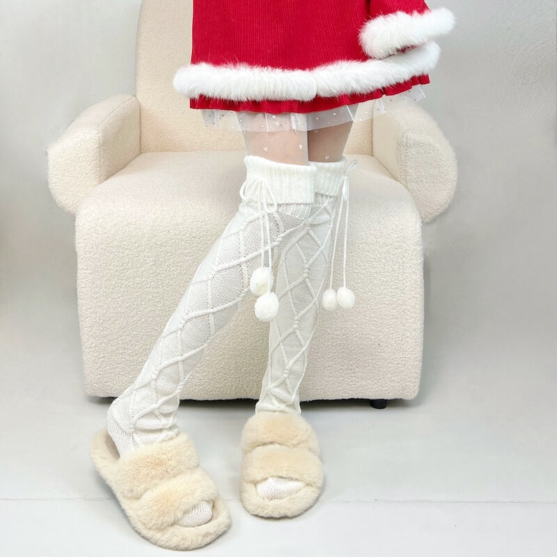 Fluffy warm pompon stockings - Image 9