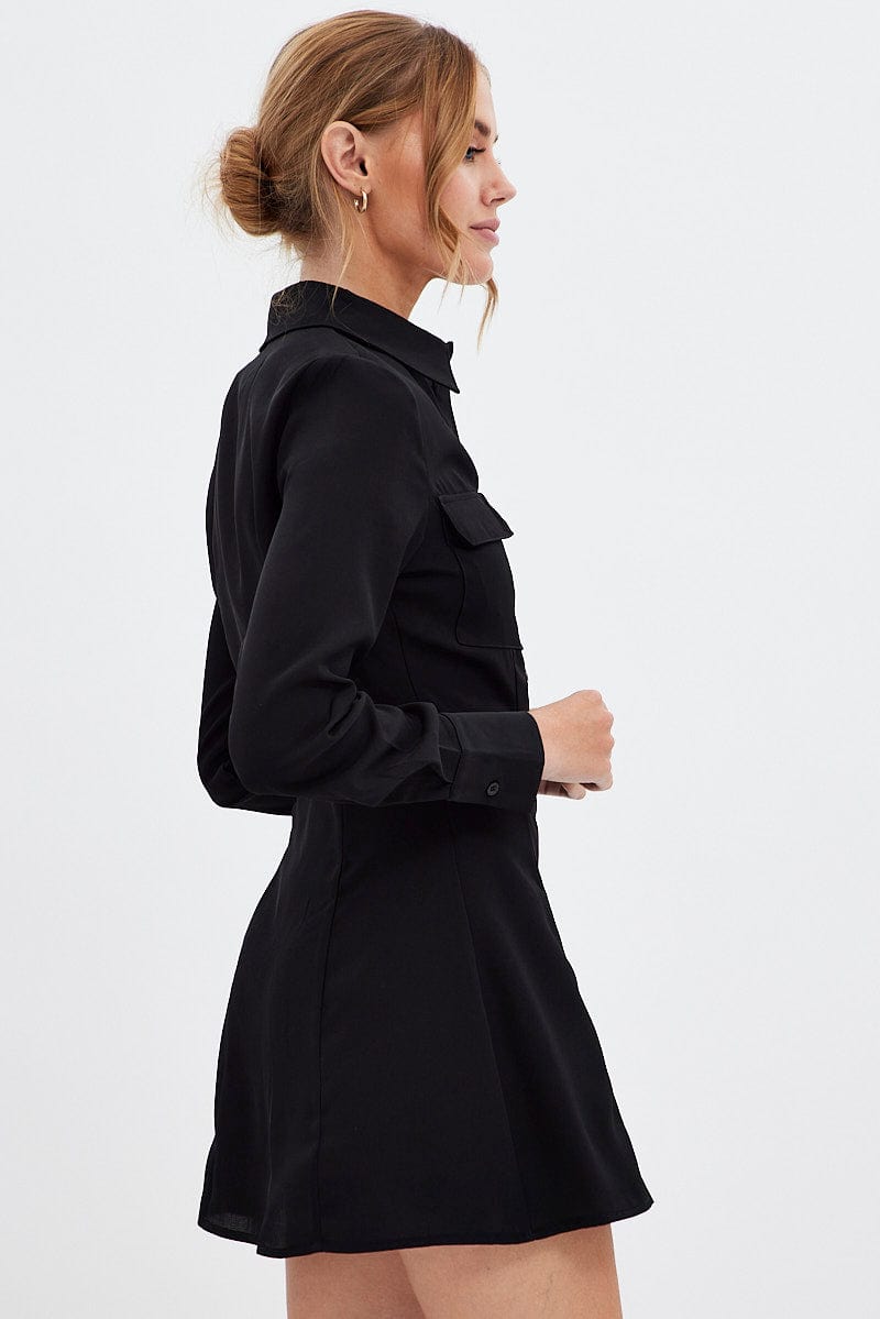 Black Shirt Dress Long Sleeve - Image 4