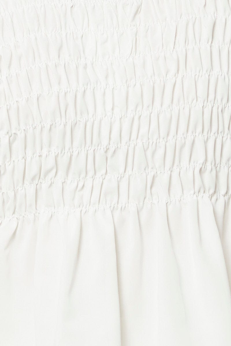 White Crop Blouse Short Sleeve Round Neck - Image 6