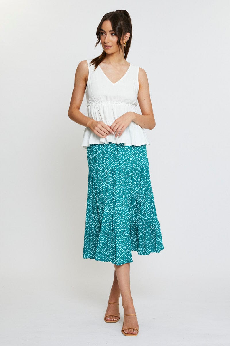 White Peplum Blouse Sleeveless V-Neck - Image 2