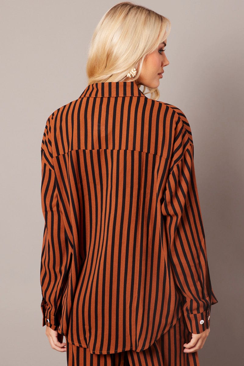 Brown Abstract Relaxed Shirt Long Sleeve - Image 5